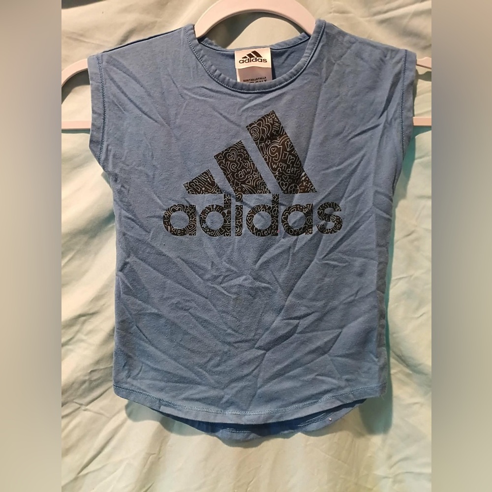 adidas Blue Tank Top with Black Pattern Logo